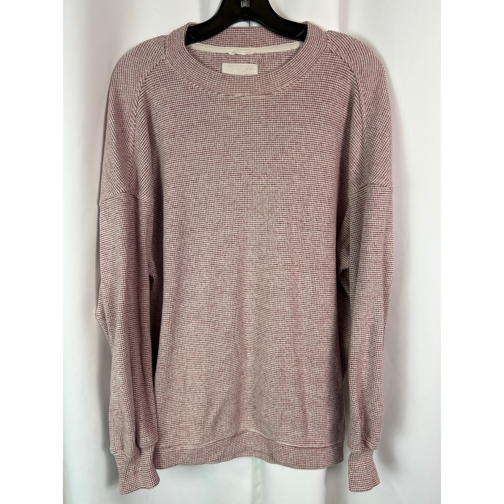 Aerie Pink Super Soft Waffle Knit Crewneck Sweatshirt Relaxed Cozy Pullover
